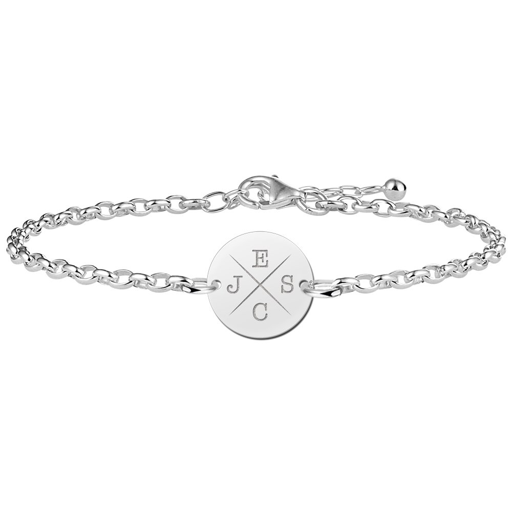 Zilveren Ronde Armband met Initialen | Names4ever - voorbeeld personalisatie