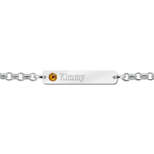 Zilveren bar armband met naam en geboortesteen - Names4ever ZNA34-GS