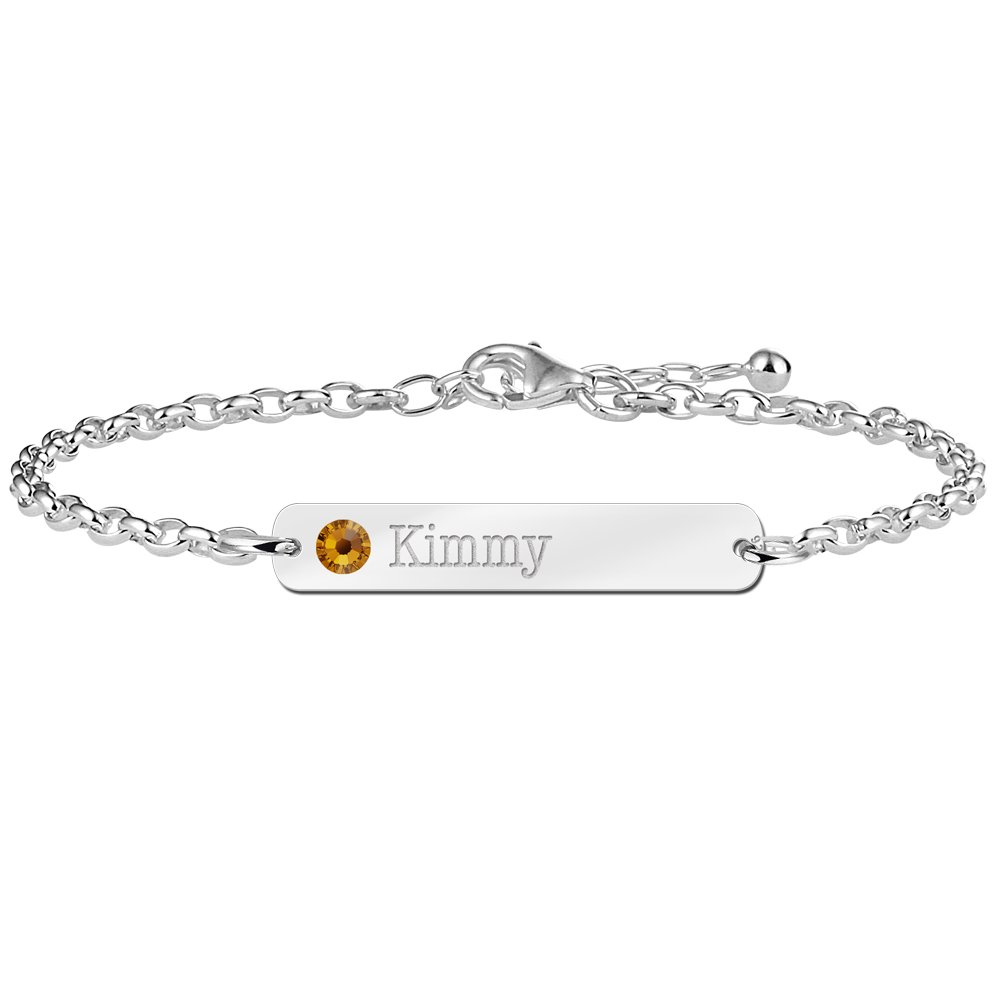 Zilveren armband met naam en geboortesteen - Names4ever ZNA34-GS