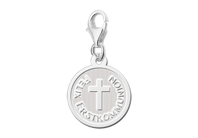 Zilveren Ronde Communiebedel met Kruis | Names4ever - losse bedel zonder armband