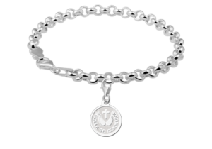 Zilveren Ronde Communiebedel met Kruis en Vleugels | Names4ever - voorbeeld met armband, niet inbegrepen