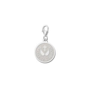 Zilveren Ronde Communiebedel met Kruis en Vleugels | Names4ever - losse bedel zonder armband