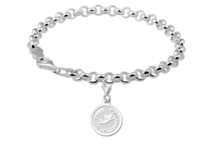 Zilveren Ronde Communiebedel met Engel | Names4ever - voorbeeld met armband, niet inbegrepen