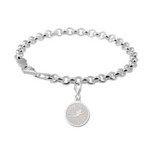 Zilveren Ronde Communiebedel met Engel | Names4ever - voorbeeld met armband, niet inbegrepen