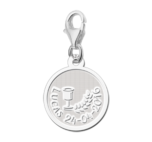 Zilveren Ronde Communiebedel met Kelk en Korenaar | Names4ever - losse bedel zonder armband