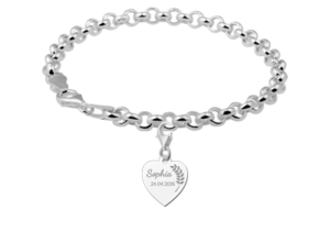 Zilveren Communie Hartbedel met Takje | Names4ever - voorbeeld met armband, niet inbegrepen