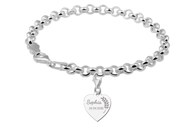 Zilveren Communie Hartbedel met Takje | Names4ever - voorbeeld met armband, niet inbegrepen