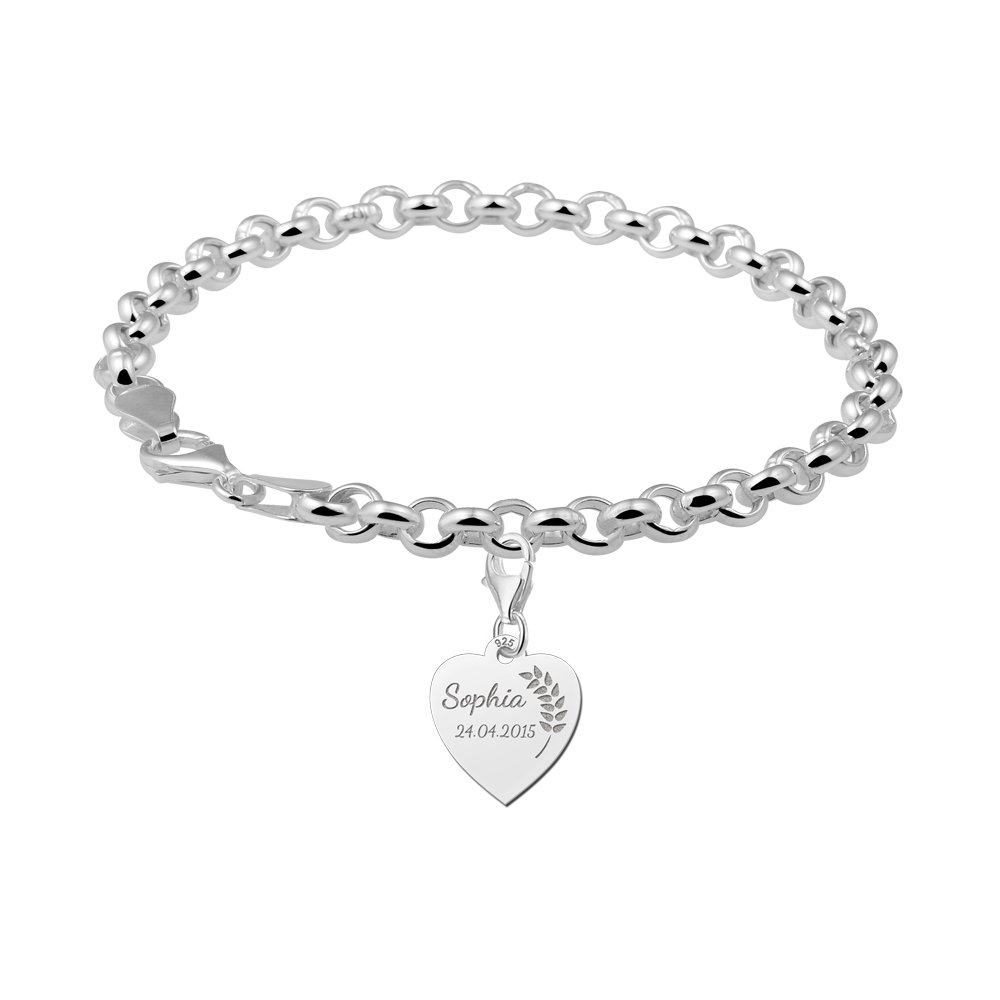 Zilveren Communie Hartbedel met Takje | Names4ever - voorbeeld met armband, niet inbegrepen