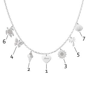 Zilveren mix-and-match ketting met bedels en naam MAMK001 detail 3