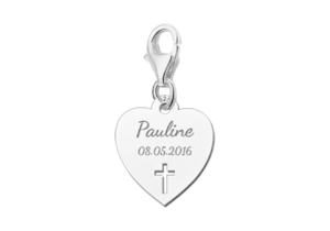 Zilveren Communie Hartbedel met Kruis | Names4ever - losse bedel zonder armband