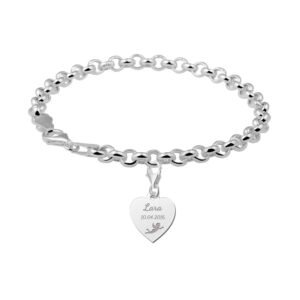 Zilveren Communie Hartbedel met Engel | Names4ever - voorbeeld met armband, niet inbegrepen
