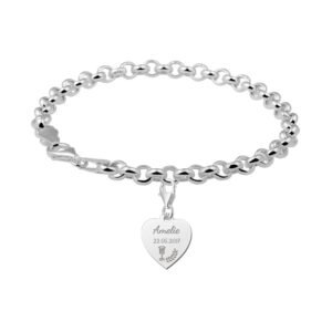 Zilveren Communie Hartbedel met Kelk en Takje | Names4ever - voorbeeld met armband, niet inbegrepen