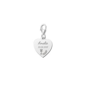 Zilveren Communie Hartbedel met Kelk en Takje | Names4ever - losse bedel zonder armband