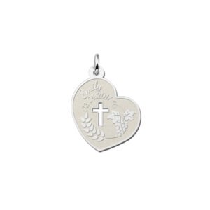 Zilveren Communie Harthanger met Kruis, Graan en Druiven | Names4ever - hanger zonder ketting