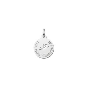 Zilveren Ronde Communiehanger met Opengewerkte Engel | Names4ever - hanger zonder ketting