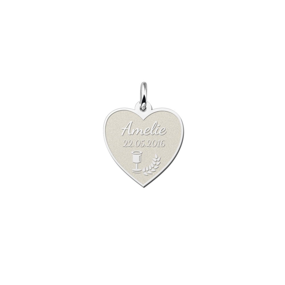 Zilveren Communie Harthanger met Brood- en Wijnsymbolen | Names4ever - hanger zonder ketting
