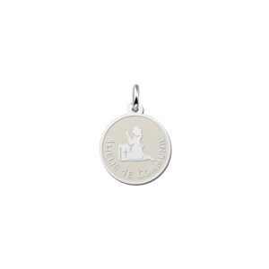 Zilveren Ronde Communiehanger met Biddend Meisje | Names4ever - hanger zonder ketting