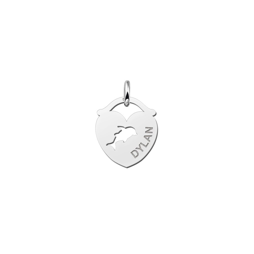 Zilveren Hart Naamhanger met Dolfijn | Names4ever - hanger zonder ketting