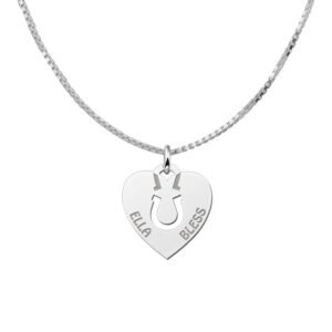 Zilveren Hart Hoefijzer Hanger met Namen | Names4ever - draagvoorbeeld met optionele ketting