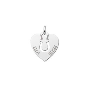 Zilveren Hart Hoefijzer Hanger met Namen | Names4ever - hanger zonder ketting