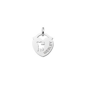 Zilveren Hart Naamhanger met Hondje | Names4ever - hanger zonder ketting