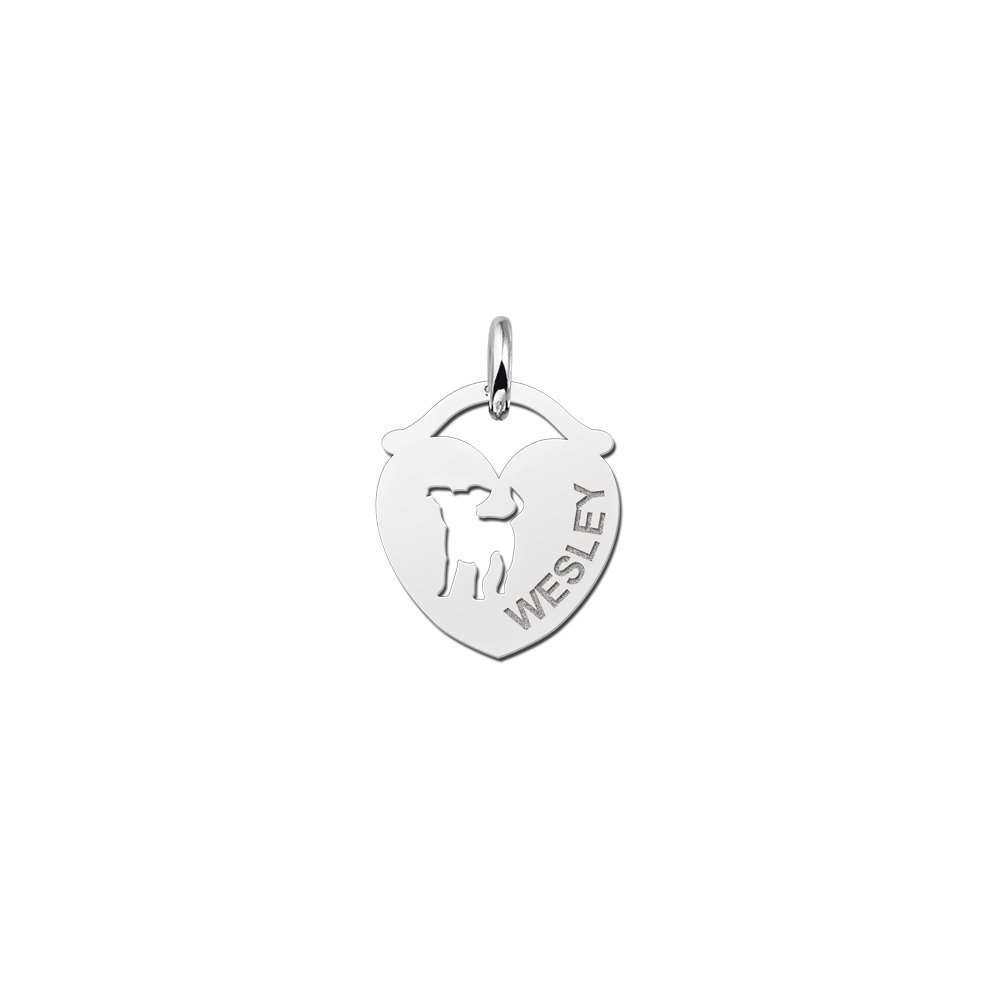 Zilveren Hart Naamhanger met Hondje | Names4ever - hanger zonder ketting