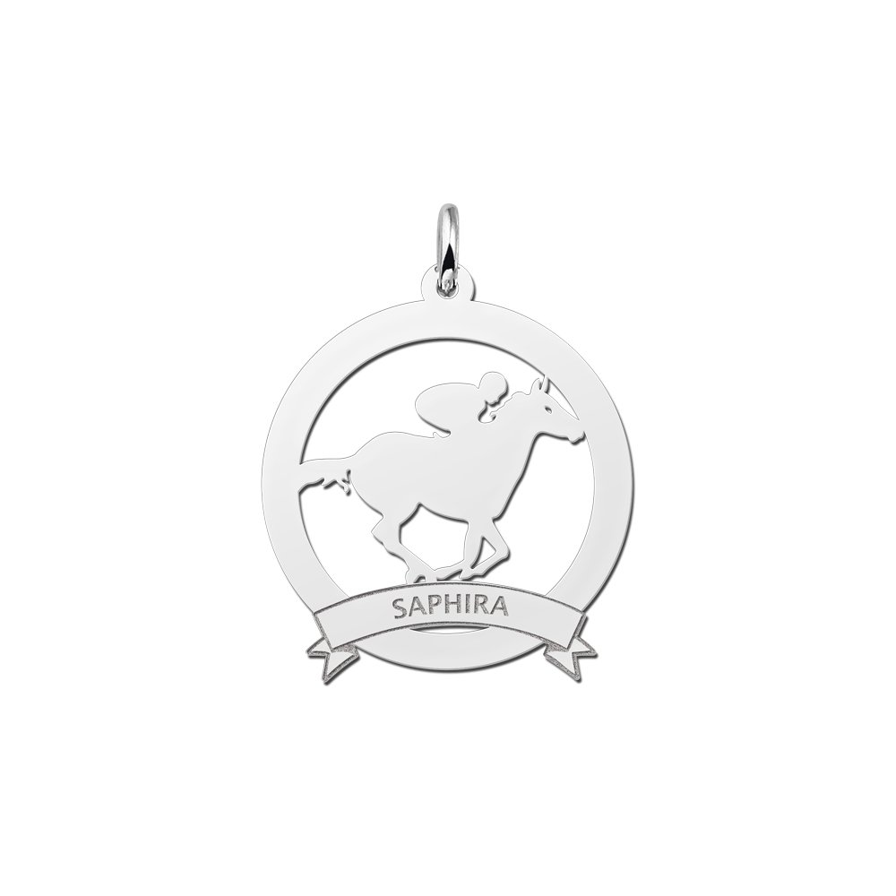 Zilveren Ronde Jockey Hanger met Naam 25 mm | Names4ever - hanger zonder ketting