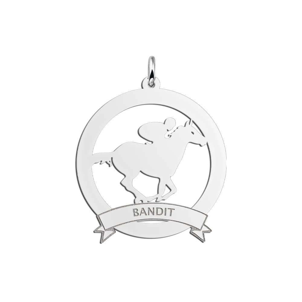 Zilveren Ronde Jockey Hanger met Naam 30 mm | Names4ever - hanger zonder ketting