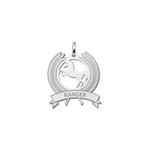 Zilveren Krans Hanger met Paard en Naam | Names4ever - hanger zonder ketting