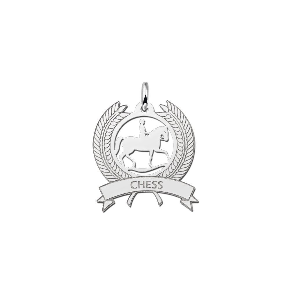 Zilveren Krans Hanger met Ruiter en Naam | Names4ever - hanger zonder ketting