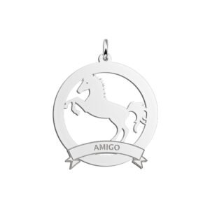 Zilveren Ronde Paard Hanger met Naam 30 mm | Names4ever - hanger zonder ketting