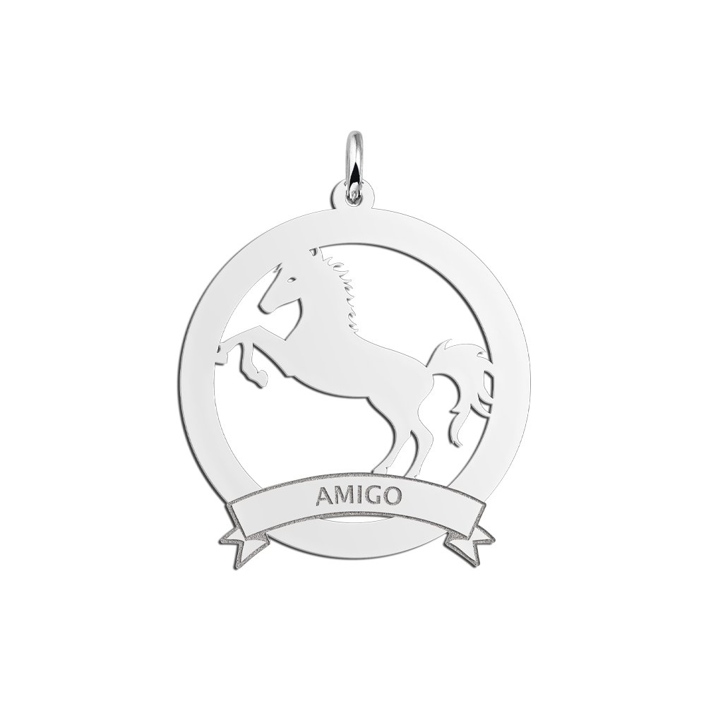 Zilveren Ronde Paard Hanger met Naam 30 mm | Names4ever - hanger zonder ketting