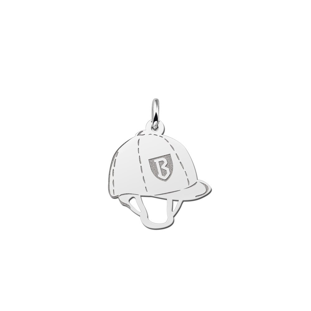 Zilveren Paardrijcap Hanger met Letter | Names4ever - hanger zonder ketting