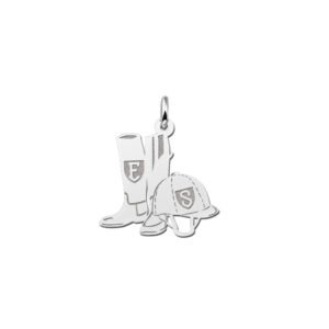 Zilveren Paardrijlaarzen en Cap Hanger met Letters | Names4ever - hanger zonder ketting
