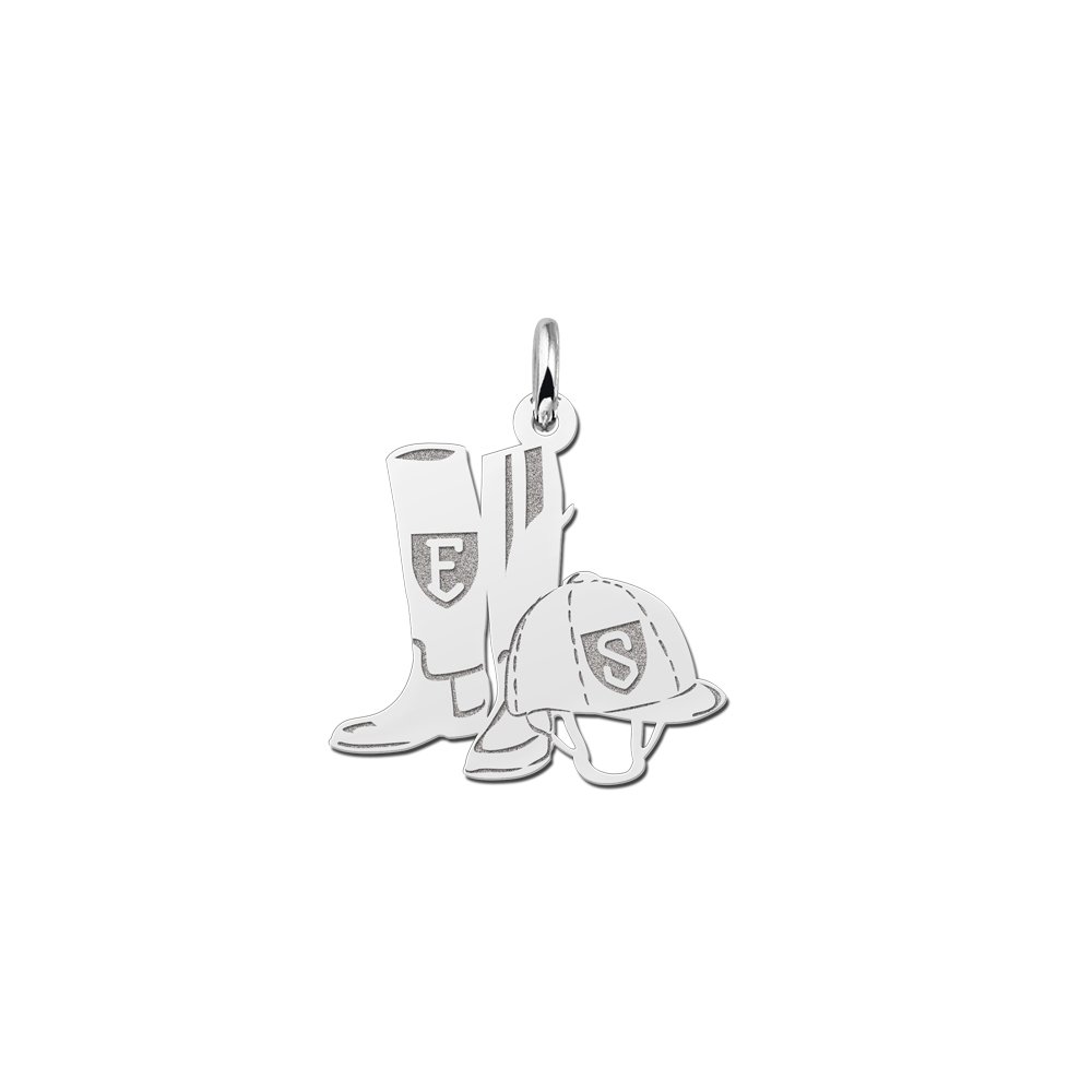 Zilveren Paardrijlaarzen en Cap Hanger met Letters | Names4ever - hanger zonder ketting