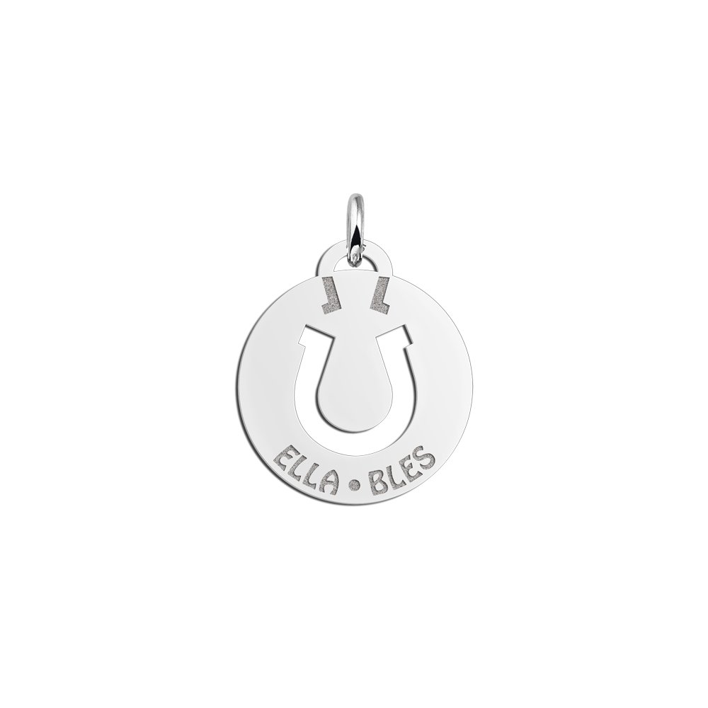 Zilveren Ronde Hoefijzer Hanger met Namen | Names4ever - hanger zonder ketting
