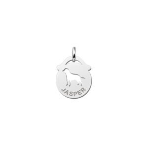 Zilveren Ronde Naamhanger met Hond | Names4ever - hanger zonder ketting