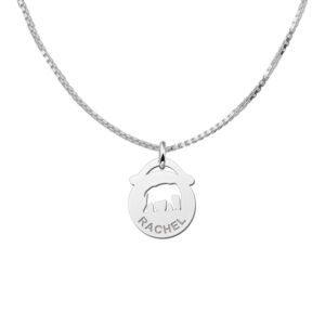 Zilveren Ronde Naamhanger met Olifant | Names4ever - draagvoorbeeld met optionele ketting