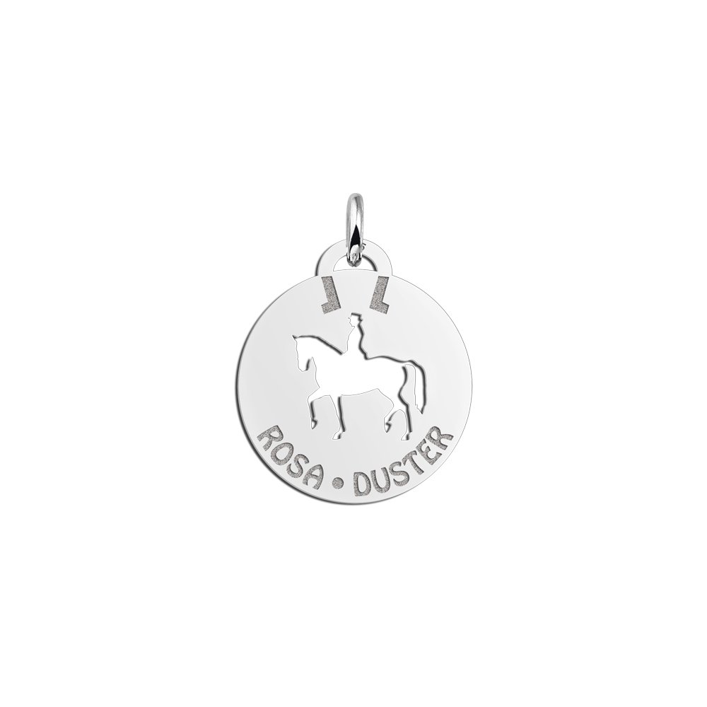Zilveren Ronde Ruiter Hanger met Namen | Names4ever - hanger zonder ketting