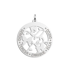 Zilveren Ronde Hanger met Vlinders en Namen | Names4ever - hanger zonder ketting