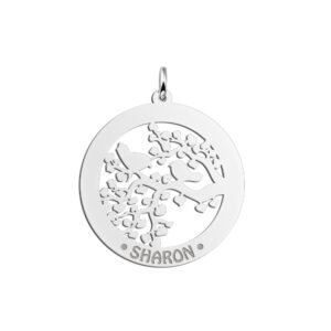 Zilveren Ronde Hanger met Vogeltjes en Namen | Names4ever - hanger zonder ketting