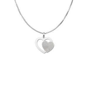 Zilveren dubbele hart hanger met vingerafdruk — afbeelding 2