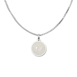 Zilveren Ronde Communiehanger met Brood- en Wijnsymbolen | Names4ever - voorbeeld met optionele ketting