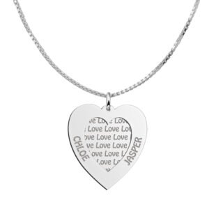 Zilveren familiehanger hart | Names4ever - productvoorbeeld; afgebeelde ketting optioneel