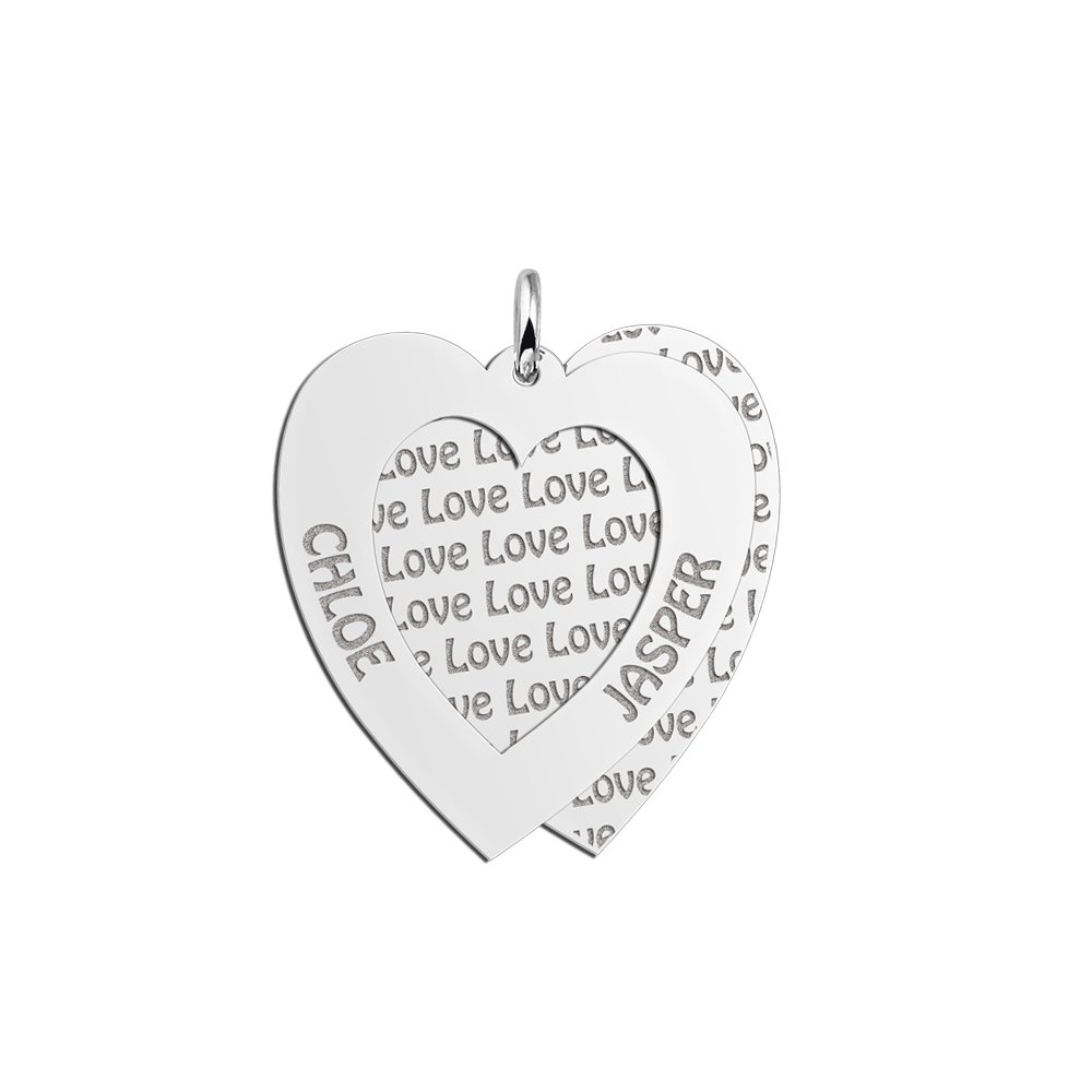 Zilveren familiehanger hart | Names4ever - productvoorbeeld; afgebeelde ketting optioneel
