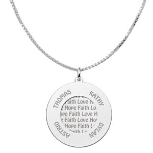 Zilveren familiehanger rond | Names4ever - productvoorbeeld; afgebeelde ketting optioneel