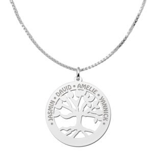 Zilveren familiehanger stamboom | Names4ever - productvoorbeeld; afgebeelde ketting optioneel