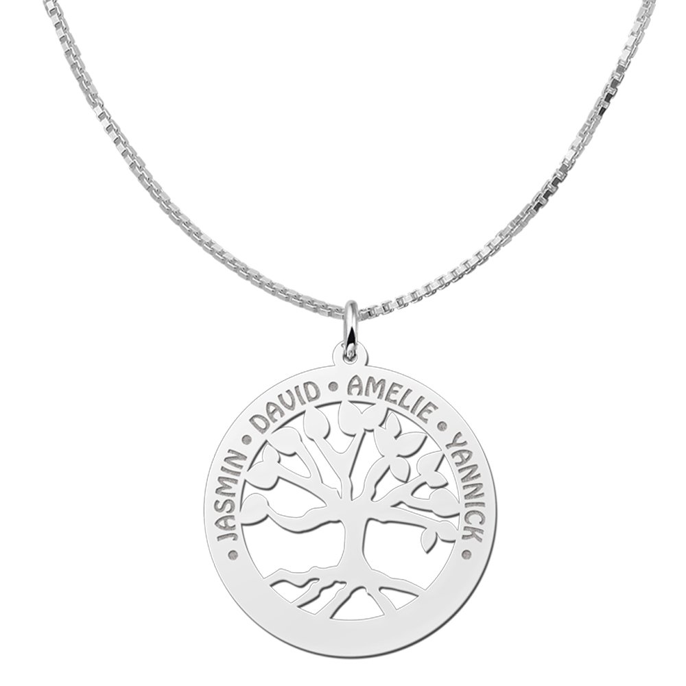 Zilveren familiehanger stamboom | Names4ever - productvoorbeeld; afgebeelde ketting optioneel