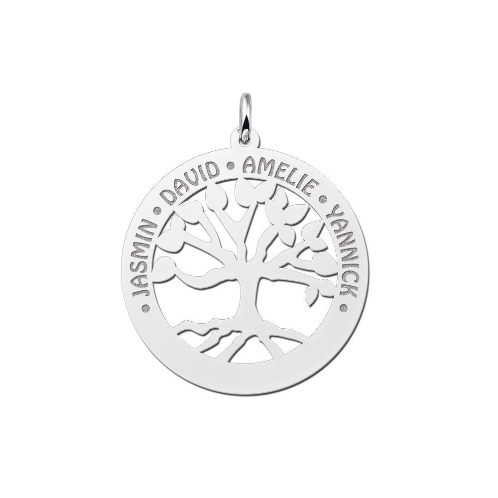 Zilveren familiehanger stamboom | Names4ever - productvoorbeeld; afgebeelde ketting optioneel