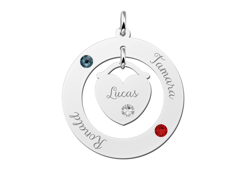Zilveren hanger geboorte sieraad | Names4ever - productvoorbeeld; afgebeelde ketting optioneel